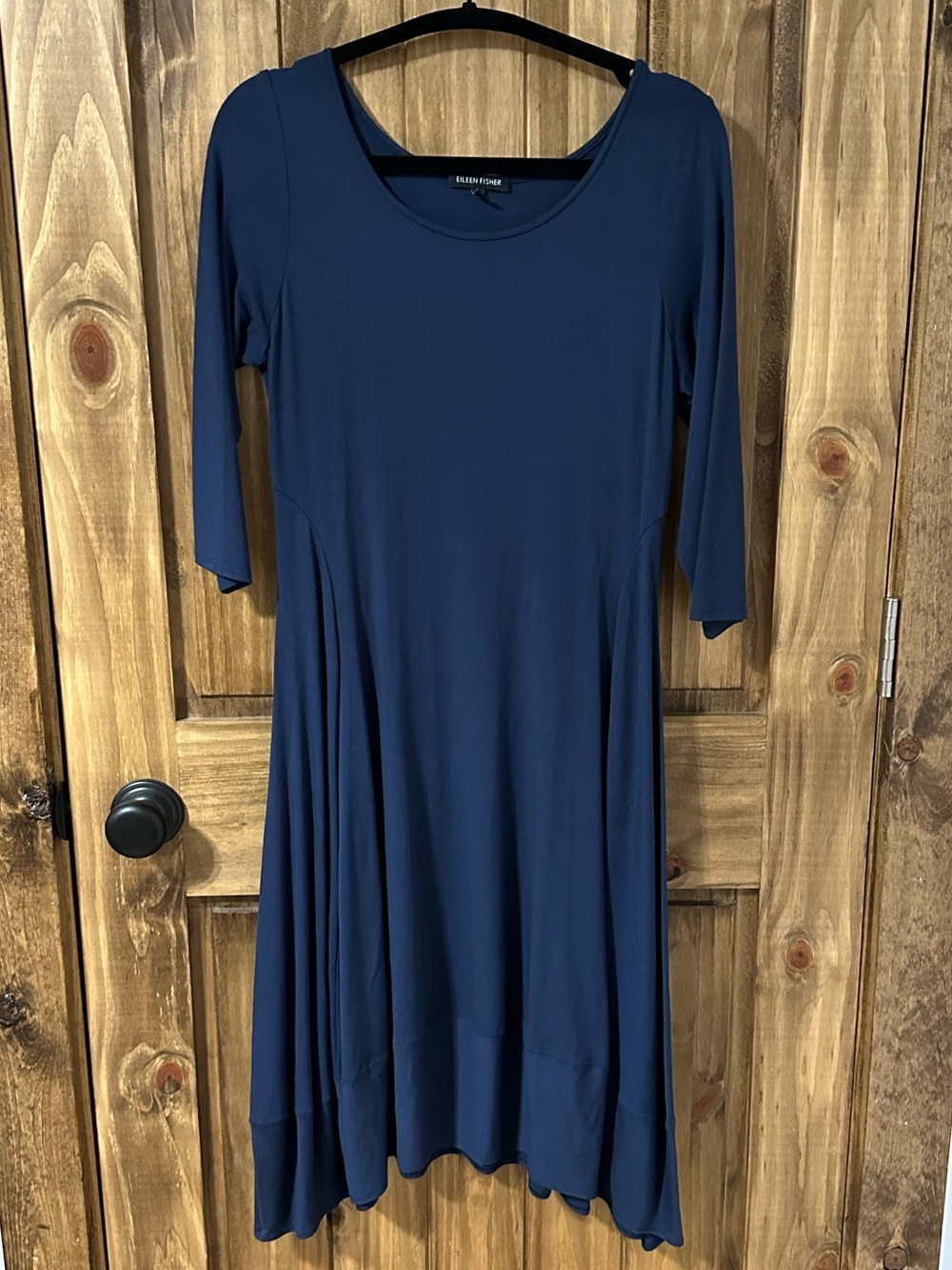Eileen Fisher Small Bubble Hem Dress Balloon Lantern Shift Lagenlook Jersey Midi